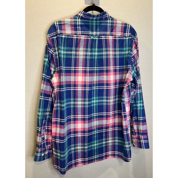 Southern Tide Shirt Mens Large Button Up Multicolor Plaid‎ Trim Fit Logo Cotton - Picture 4 of 6